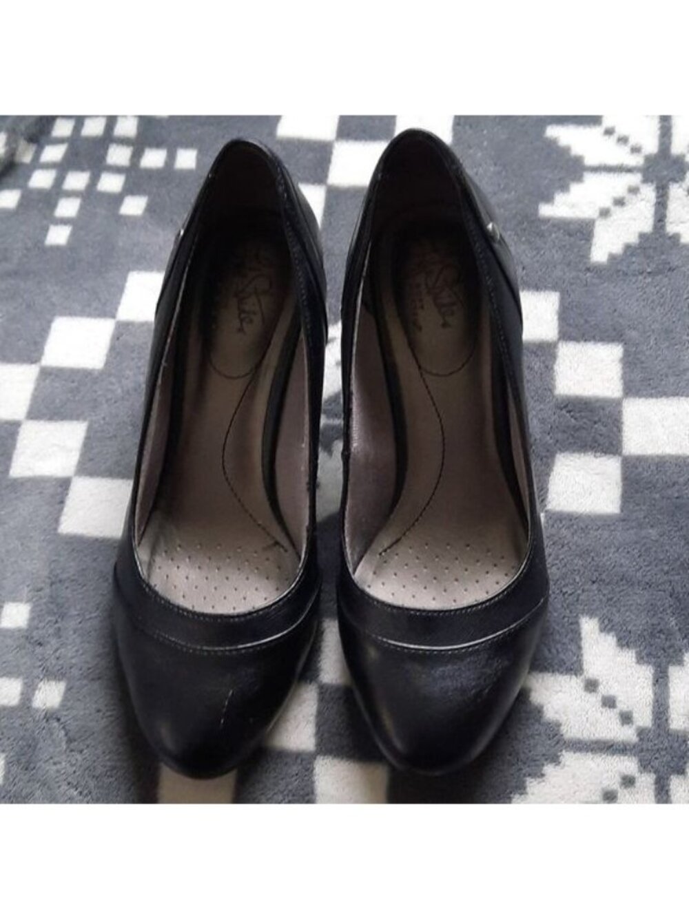Life Stride Black Comfort Soft System Support Flex Wedge Heel Pump Size 8.5